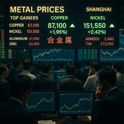 Base Metals Rise at SHFE, With Copper and Nickel Leading the Way