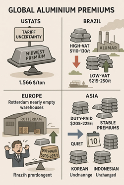 Primary Aluminum Premiums: Mixed Global Trends Amid Shortages and Regulatory Uncertainty