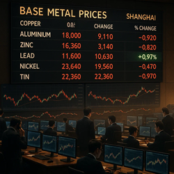 Base Metal Prices at SHFE See Mixed Movement, Tin Sees Sharper Rise