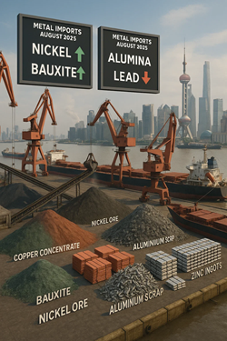 China’s Metal Imports: August Amid Rises in Nickel and Declines in Alumina