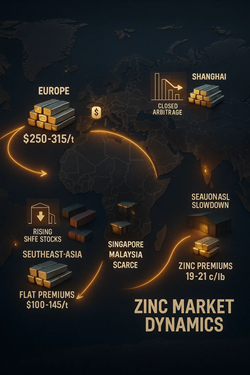 Global Zinc Market: Premiums Stable Between Europe, Asia, and the United States Despite Declining Inventories and Closed Arbitration