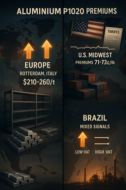 Primary Aluminum Premiums: Europe Rises, United States Steady, Brazil Sees Mixed Movements
