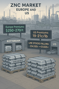 Zinc Premiums Steady in Europe and the United States Amid Weak Demand and Declining Inventories
