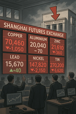 Base Metal Prices Decline on Shanghai Futures Exchange After US Rate Cut