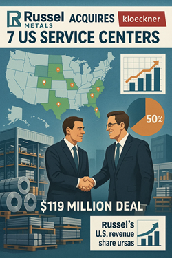 Russel Metals Acquista Sette Service Center USA Da Kloeckner Per 119 Milioni Di Dollari