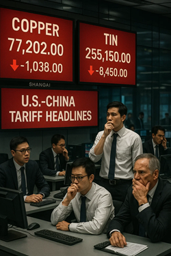 Base Metals Decline on the Shanghai Futures Exchange: US-China Tensions and Higher Supply Weigh on Copper and Tin