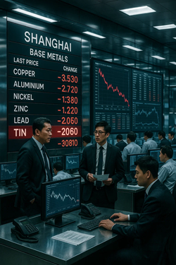 Le Quotazioni Dei Metalli Di Base Scivolano A Shanghai: Il Crollo Dello Stagno Trascina Il Mercato