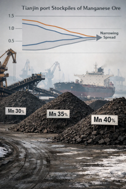 Minerale di manganese: prezzi divergenti nel mercato marittimo e spread in calo sul mercato cinese